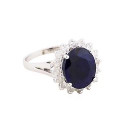 14KT White Gold 3.54ct Sapphire and Diamond Ring