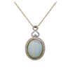 Image 1 : 14KT Yellow Gold 0.56ct Opal and Diamond Pendant With Chain