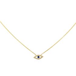 14KT Yellow Gold Sapphire and Diamond "Eye" Necklace