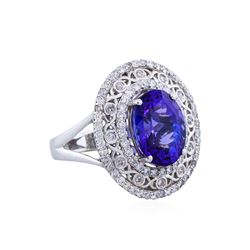 14KT White Gold 5.79ct Tanzanite and Diamond Ring