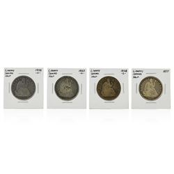 Set of (4) Silver Liberty Seated Half Dollar Coins