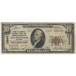 1929 $10 San Francisco California National Currency Note