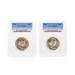 1960-1961 Franklin Half Dollar Coins PCGS Graded MS65