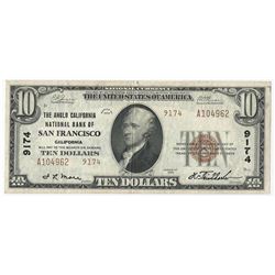 1929 $10 San Francisco California National Currency Note