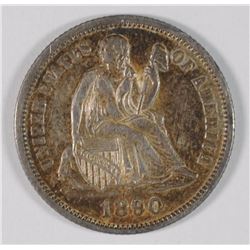 1890 SEATED LIBERTY DIME, CHOICE BU