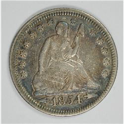1854 SEATED LIBERTY QUARTER XF/AU  COLOR OBVERSE