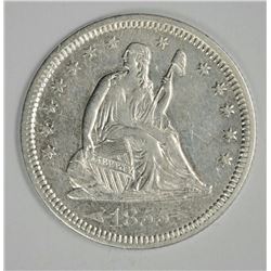 1855 ARROWS SEATED QUARTER, AU/UNC  NICE!