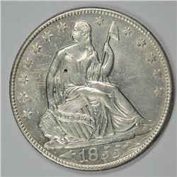 1855-O ARROWS SEATED HALF DOLLAR CH BU