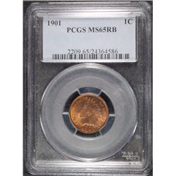 1901 INDIAN HEAD CENT, PCGS MS-65 RB