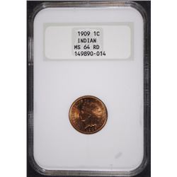 1909 INDIAN HEAD CENT, NGC MS-64 RED NICE!