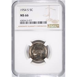 1954-S JEFFERSON NICKEL, NGC MS-66 NGC PRICE GUIDE=170.00