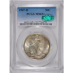 1947-D WALKING LIBERTY HALF PCGS MS-65+ CAC