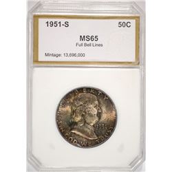 1951-S FRANKLIN HALF DOLLAR, , PCI GEM BU FBL