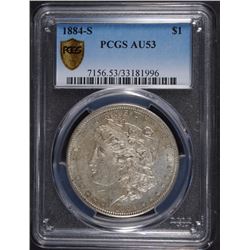 1884-S MORGAN DOLLAR PCGS AU-53 NICE, UNDER GRADED