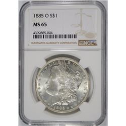 1885-O MORGAN SILVER DOLLAR, NGC MS-65