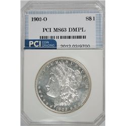 1902-O MORGAN SILVER DOLLAR, PCI CHOICE BU DMPL  NICE!!
