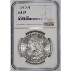 1904-O MORGAN SILVER DOLLAR, NGC MS-65  WHITE!