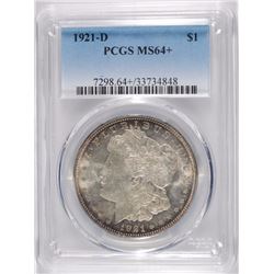 1921-D MORGAN SILVER DOLLAR, PCGS MS-64+ SUPER!