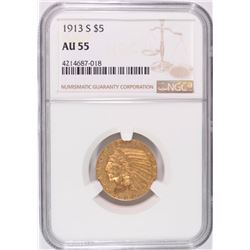 1913-S $5 GOLD INDIAN NGC AU-55