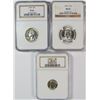 Image 1 : 3 NGC COINS: 1947-S WASHINGTON QUARTER MS 65, 1954 WASHINGTON QUARTER PR 64 &