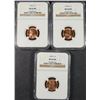 Image 1 : 3 - NGC MS 66 RD LINCOLN WHEAT CENTS - 1949-S, 1954-S, 1955-S