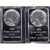 Image 1 : LOT OF ( 2 ) 5 OUNCE .999 SILVER BARS ( SILVERTOWNE )