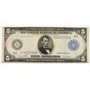 Image 1 : 1914 $5.00 LINCOLN "PORTHOLE" FEDERAL RESERVE NOTE VF++