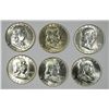 Image 1 : ( 6 ) GEM BU FRANKLIN HALF DOLLARS: ( 2 ) 1956, 57-D, 63 & 63-D