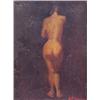 Image 1 : American School (20th Century), BACKSIDE NUDE, oil painting on canvas board, 11 1/4 x 8 1/4", s...
