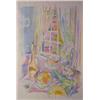 Image 1 : American School (20th Century), INTERIOR, watercolor on paper, 30 1/2 x 23", signed lower right...