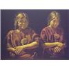 Image 1 : Esperanza (20th Century), TWO GIRLS, 1968, color pastel on paper, 18 x 24", signed lower right,...