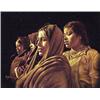 Image 1 : Esperanza (20th Century), WOMEN WITH SHAWLS, acrylic painting on fabric, 16 x 19 3/4", signed l...