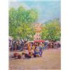 Image 1 : Kerry Hallum (20th Century) American, OUTDOOR MARKET, oil painting on canvas, 40 x 30", signed...