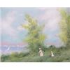 Image 1 : Max Karp (20th Century) American, PARK BY THE SHORE, enamel painting on metal, 23 3/4 x 29 3/4"...