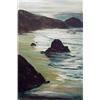 Image 1 : Violet Parkhurst (20th Century) American, SEASHORE AT NIGHT, oil painting on canvas, 36 x 24",...