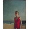 Image 1 : Wade Reynolds (20th Century) American, GIRL AT THE BEACH, oil painting on canvas, 20 x 16", sig...