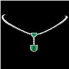 Image 2 : 18K White Gold 3.03ct Emerald & 5.06ct Diamond Nec
