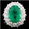 Image 1 : 14K Gold 4.48ct Emerald & 1.71ctw Diamond Ring