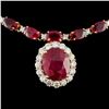 Image 2 : 14K Rose Gold 40.16ctw Ruby & 2.33ct Diamond Neckl