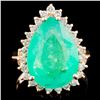Image 1 : 14K Gold 5.14ct Emerald & 0.53ctw Diamond Ring