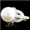 Image 2 : 14K Gold 13.00mm Pearl & 1.00ctw Diamond Ring