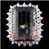 Image 1 : 14K Gold 19.87ct Tourmaline & 0.51ctw Diamond Ring