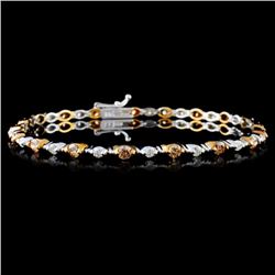 14K White Gold 2.12ctw Fancy Color Diamond Bracele