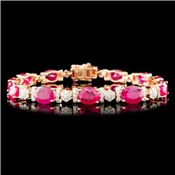 14K Gold 16.39ct Ruby & 1.39ctw Diamond Bracelet