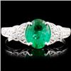 Image 1 : 18K Gold 1.07ct Emerald & 0.15ctw Diamond Ring