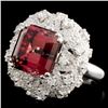 Image 2 : 18K Gold 7.23ct Tourmaline & 1.56ctw Diamond Ring
