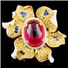 Image 1 : 18K Gold 12.04ct Rubellite Tourmaline & 0.68ctw Di