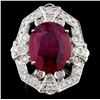 Image 1 : 14K White Gold 8ct Ruby & 1.30ct Diamond Ring