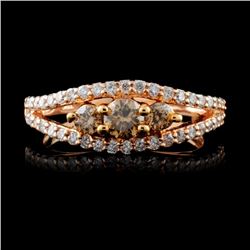 14K Rose Gold 0.79ctw Fancy Color Diamond Ring