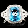 14K Gold 3.39ct Topaz & 0.44ctw Diamond Ring